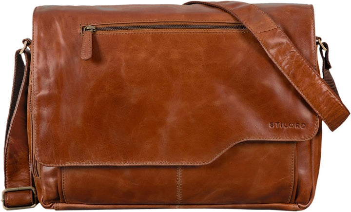 STILORD 'Marvin' Ledertasche Umhängetasche Modernes Vintage Design 15.6 Zoll Laptoptasche grosse Uni