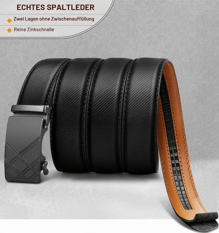 BULLIANT Gürtel Herren, Gürtel Ratsche Ledergürtel Automatikschliesse für Herren Anzug Business Klei
