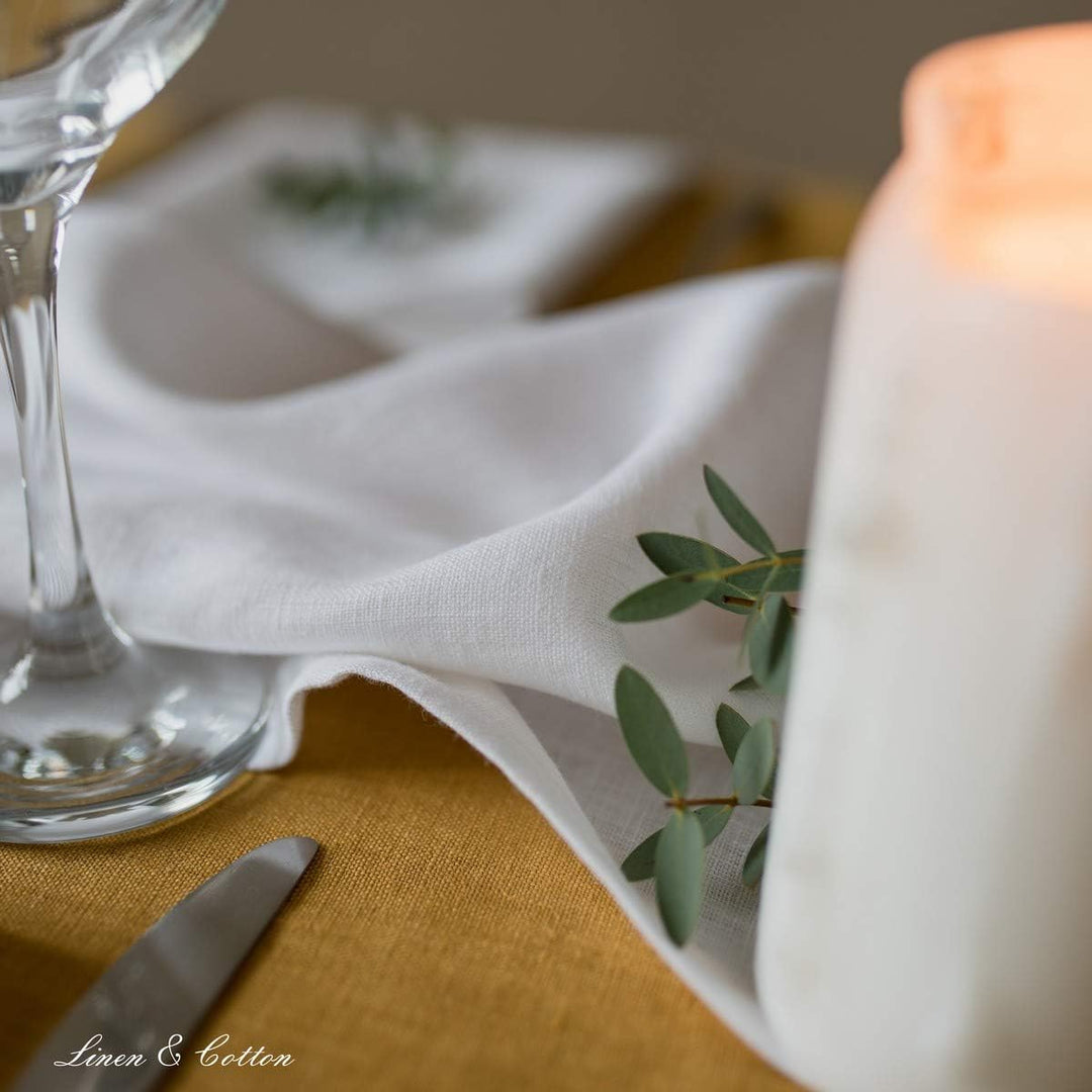 Linen & Cotton Hochwertige 4 x Stoffservietten/Servietten Stoff/Leinenservietten Hygge - 100% Leinen