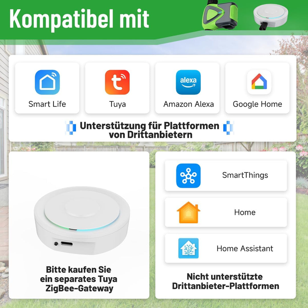 Wasser-Timer für Gartenschlauch, 2,4-GHz-WiFi-Smart-Schlauch-Sprinkler-Timer mit Tuya/Smart Life App
