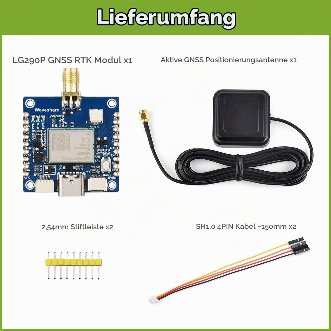 Waveshare LG290P Series Quad-Band GNSS Module, Quad-Band RTK Centimeter-Level Positioning, L1+L2+L5+