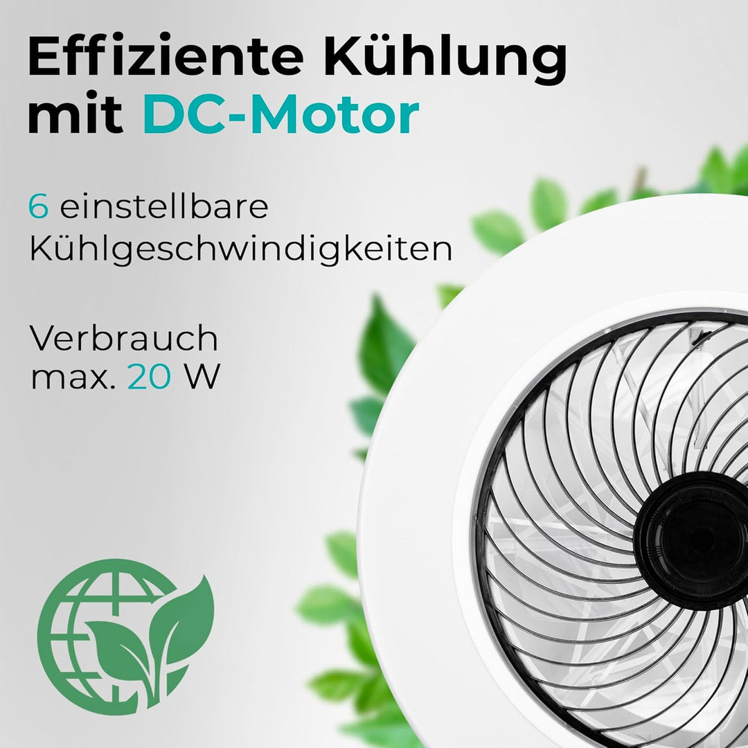 Noaton Deckenventilator mit Beleuchtung 12050B Triton, Schwarz, LED Dimmbar, 3 Farbtemperaturen, Fer