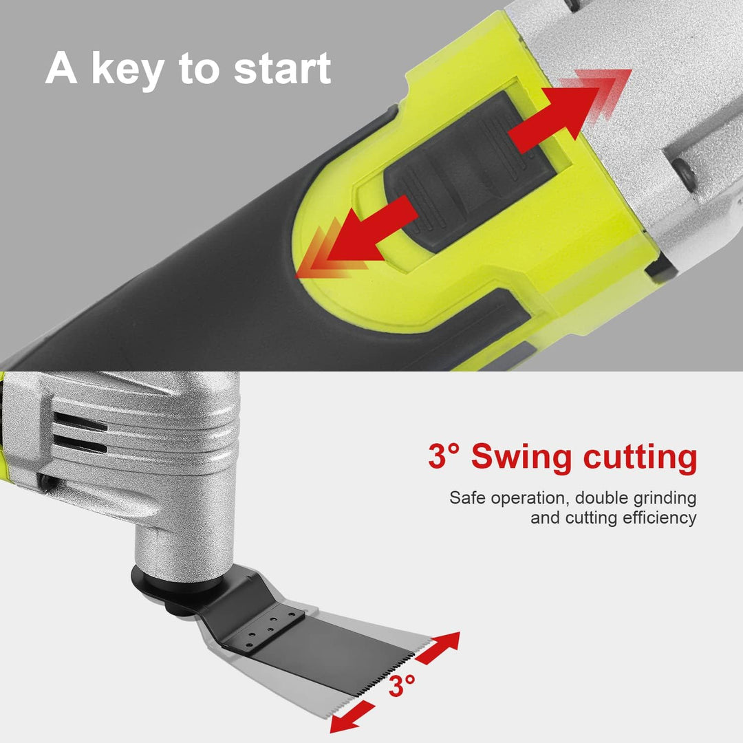 Oszillierendes Multifunktionswerkzeug, DEWINNER 300 W, 0–23000 OPM, mit Zubehör-Set mit Sägeblatt, S