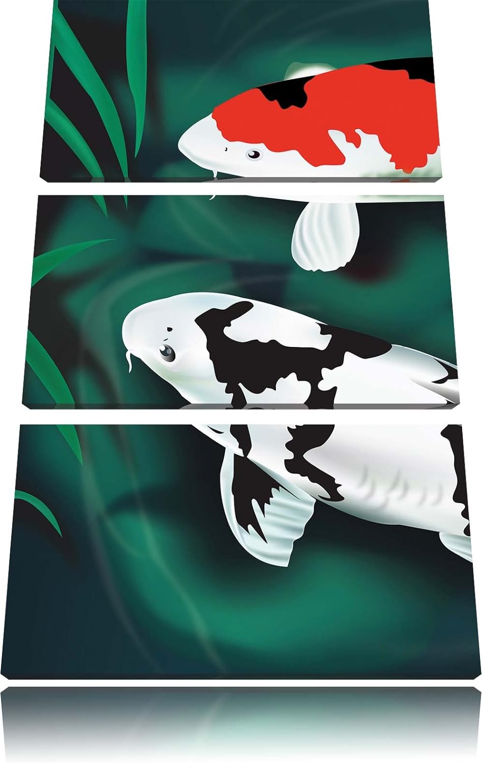Pixxprint Edle Koi Karpfen Kunst als Leinwandbild | Grösse: 3 Teilig (120x80) | Wandbild| Kunstdruck