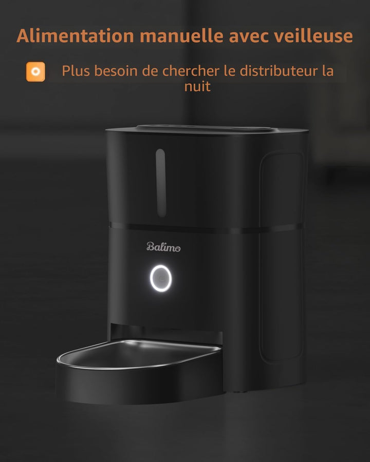 Balimo Futterautomat Katze, 3L Katzenfutter Automat, 2.4G WiFi Futterspender Katze, 1-10 Mahlzeiten,