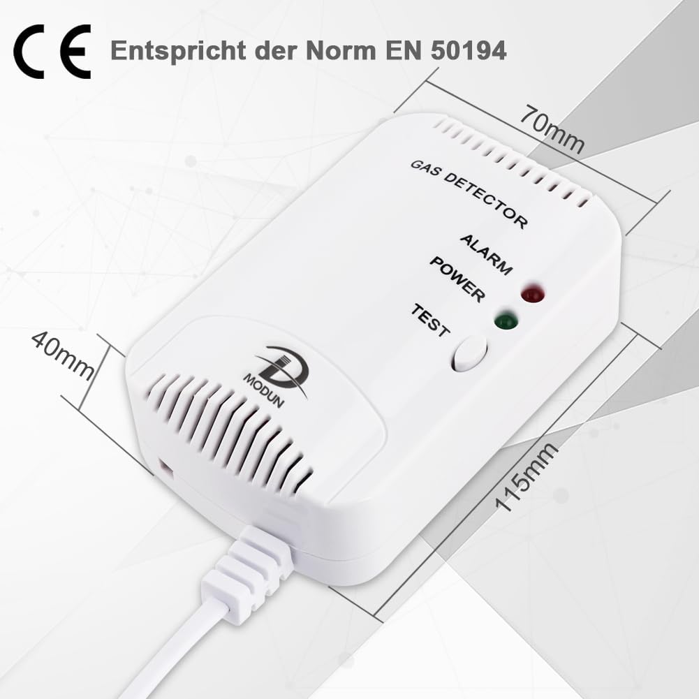 Gasmelder, LPG/Erdgas/Kohlengas Monitor, Methan Propan Butangas Alarm für brennbares Gas, Blitzlicht