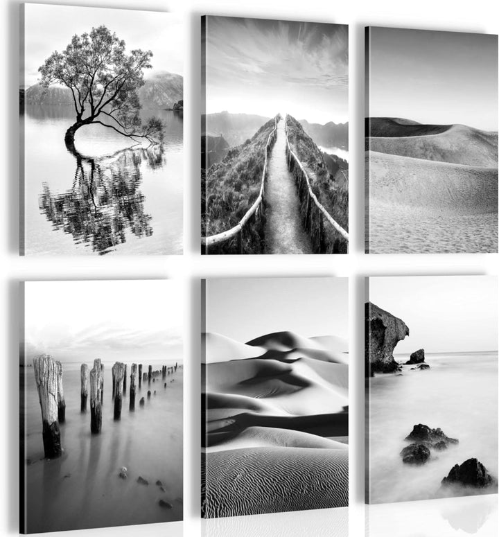 Novart Wandbilder Set - KOMPLETT AUFHÄNGFERTIG - Made in Germany - Moderne Bilder Landschaft Sand Na