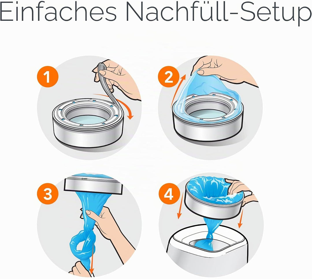 Diaper Genie Essentials Runde Nachfüllpackung, 4er-Pack, für bis zu 1280 Windeln für Neugeborene, mi