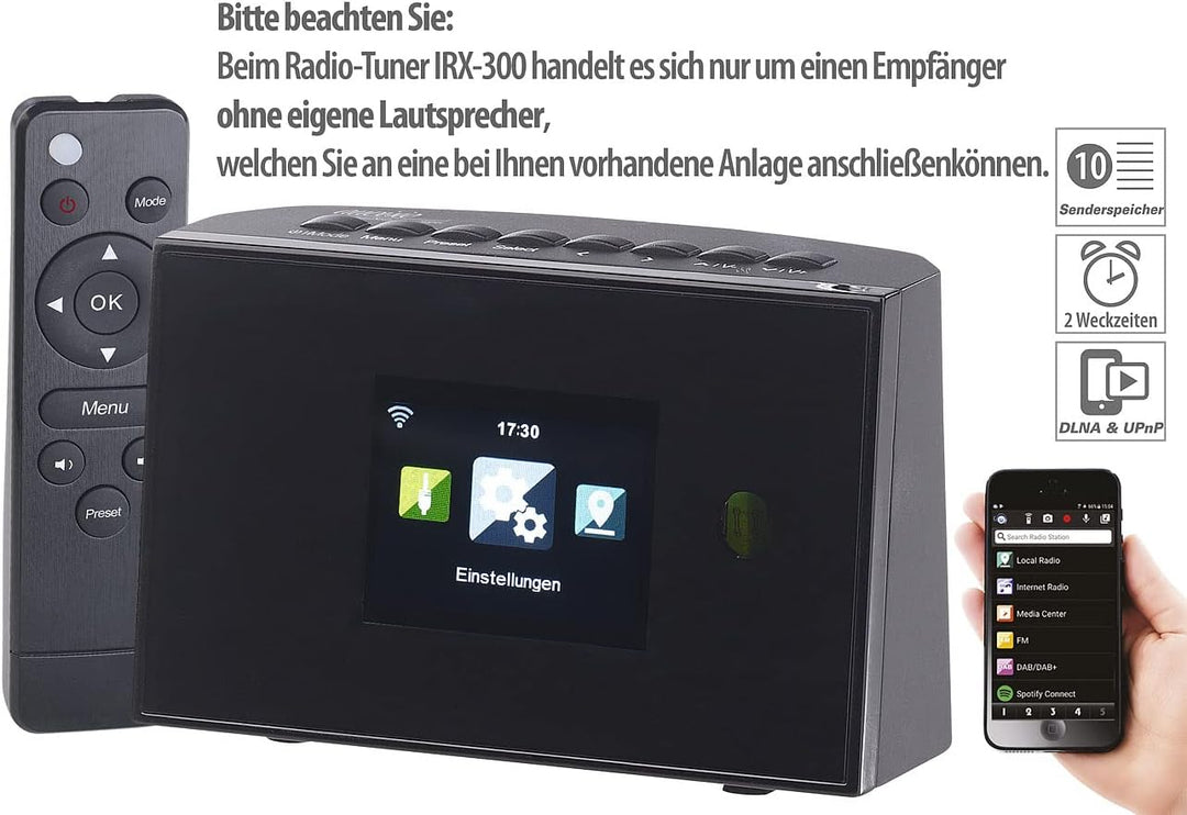 VR-Radio Internet Radio Empfänger: WLAN-HiFi-Empfänger (Tuner) für Internetradio und UKW, Fernbedien