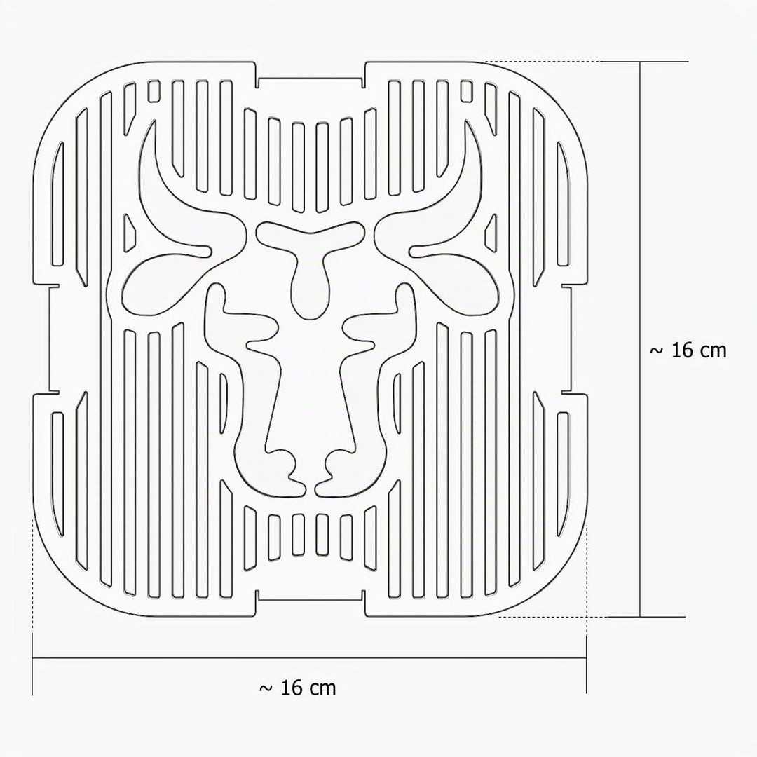 tuning-art GE03-15 Grilleinsatz | Quad | Bullenmotiv | Stahl | Grillrost für Grillplatte Plancha Grö