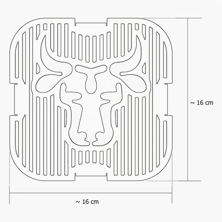tuning-art GE03-15 Grilleinsatz | Quad | Bullenmotiv | Stahl | Grillrost für Grillplatte Plancha Grö