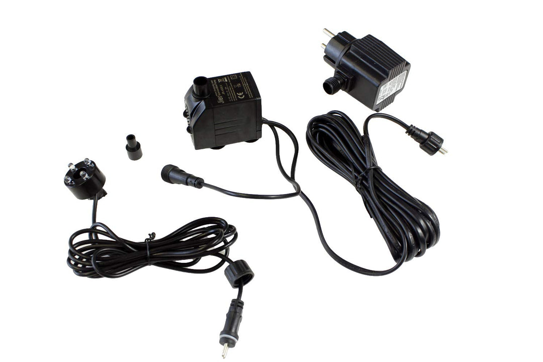 Arnusa Springbrunnenpumpe mit 1x LED Spot Teichpumpe Wasserpumpe Bachlaufpumpe (450 L/H, Kalt-Weiss)