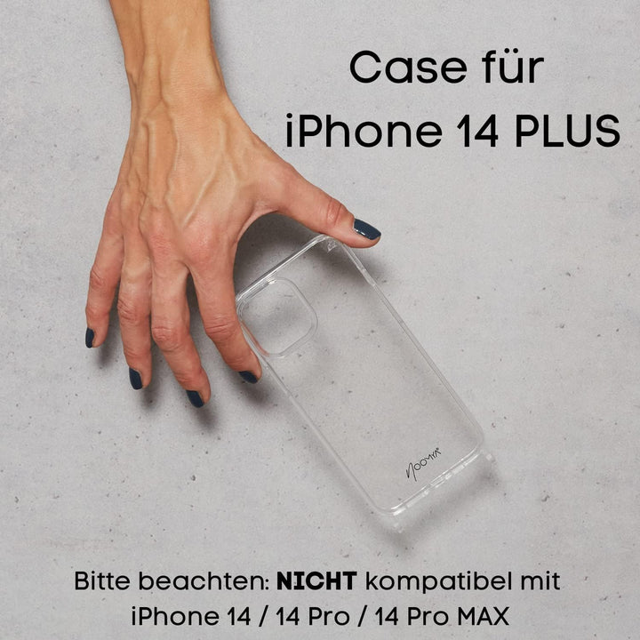 NOOMYA® Premium Fashion Handykette | Set Handyhülle iPhone 14 Plus &amp; Handyband Phantom Grey | Handyg
