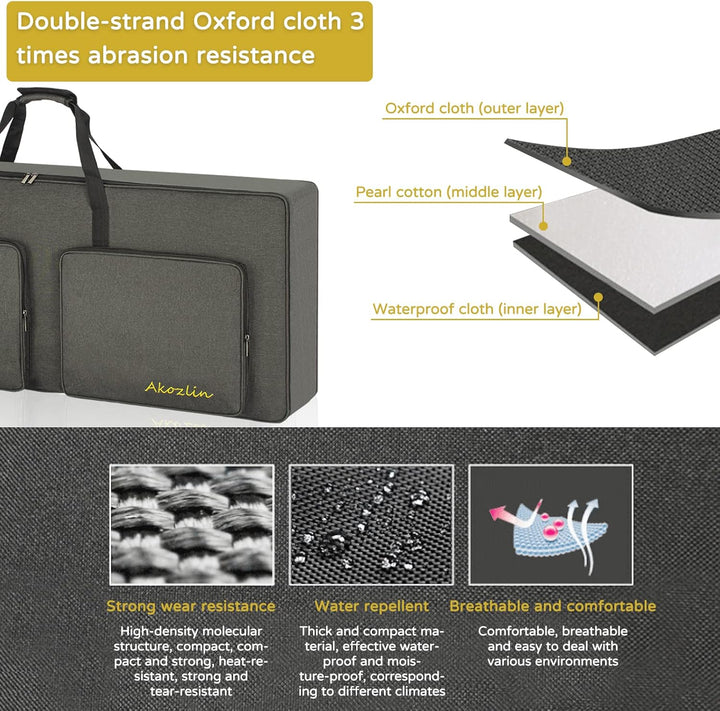 AKOZLIN 61-Tasten-Keyboardtasche, tragbar, robust, gepolstert, Gigbag, universell, wasserdicht, Oxfo