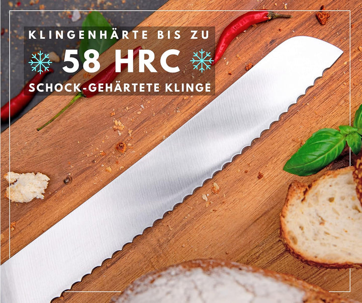 Hannah's Homebrand® Brotmesser Wellenschliff aus Ebenholz - Brotmesser mit flachem Wellenschliff - 2
