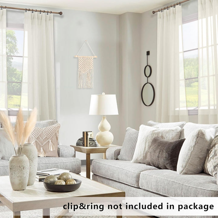 Koufall Vorhänge, Leinenoptik, durchsichtig 52x96 beige, 52x96 Beige