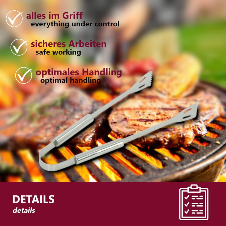 HOOZ 5x Grillbesteck Set Edelstahl, Grill Zubehör für Barbecue, Grillkoffer mit Grillwender, Fleisch