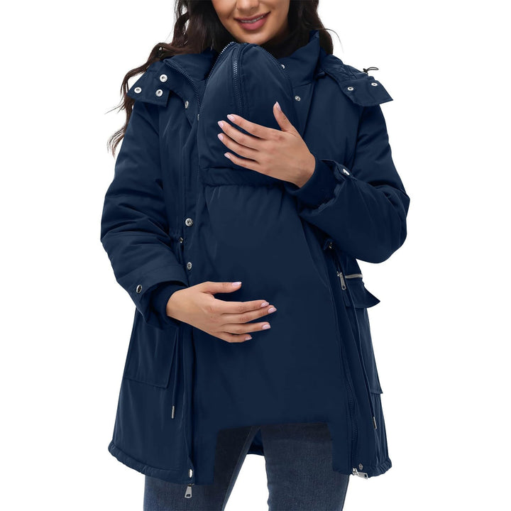SYDUZAX Wintermantel Damen Warm Winterjacke Gefüttert Winter Parka Umstands Baumwolljacke 3 in 1 Win