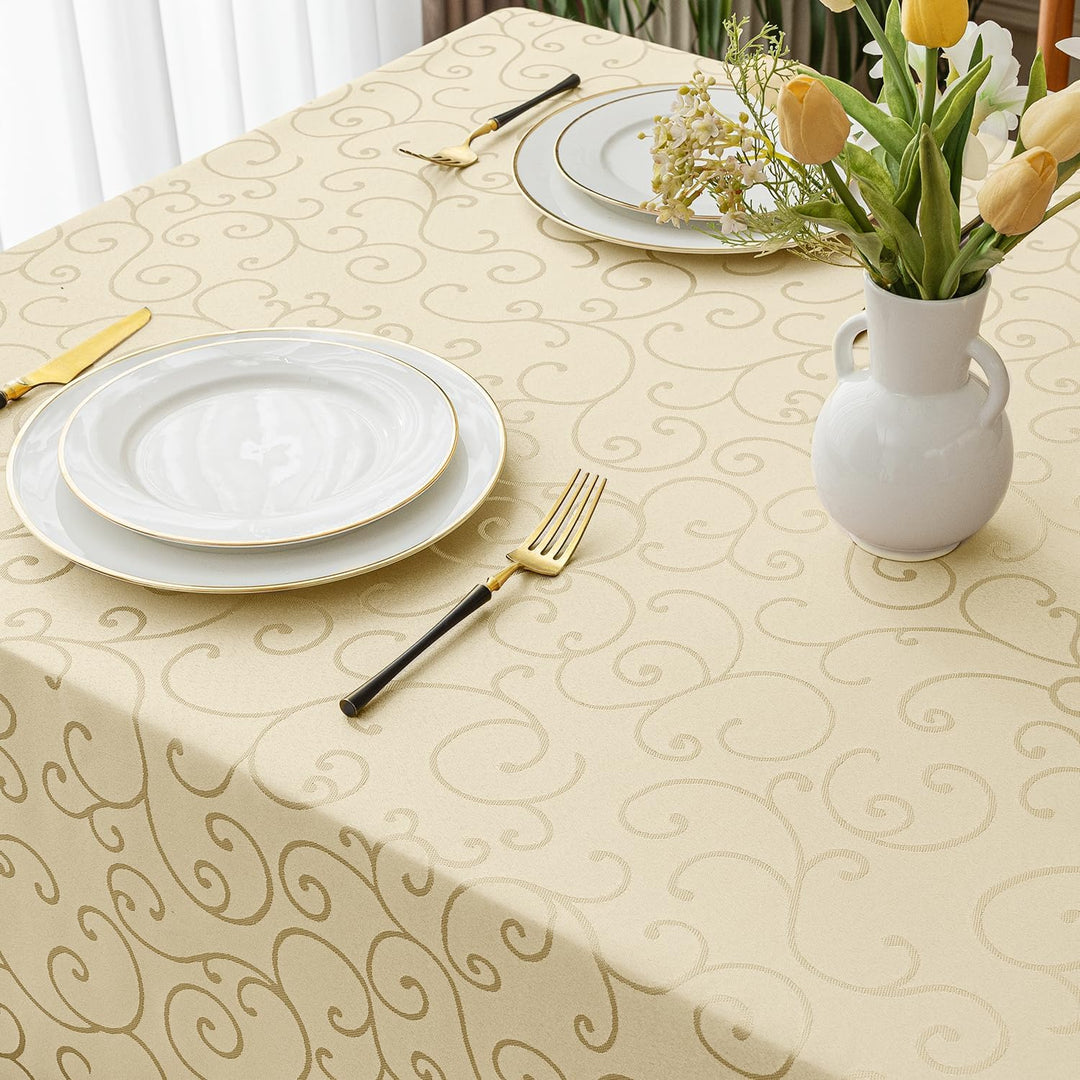 Romanstile Weihnachten Tischdecke abwaschbar 300 x 150 cm beige rechteckig wasserabweisend Christmas