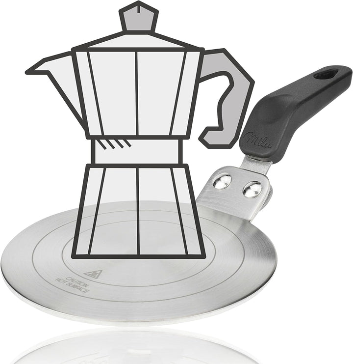 Milu Induktion Adapterplatte 13cm Edelstahl – Adapter Espressokocher I Verwendung von Moka Kochgesch