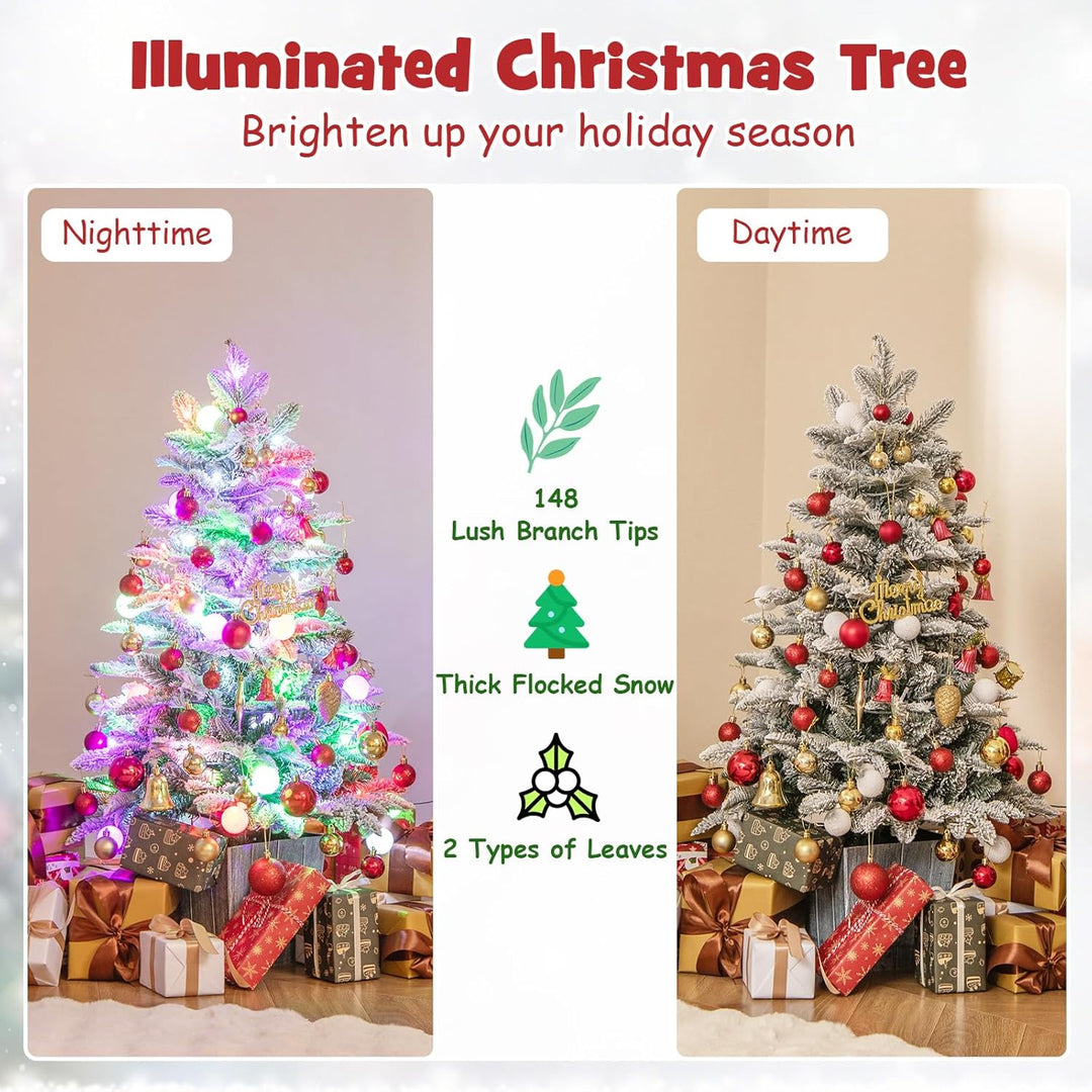 KOMFOTTEU 60 cm Künstlicher Weihnachtsbaum Mini, Christbaum mit LED & 148 Zweige, Kleiner Tannenbaum