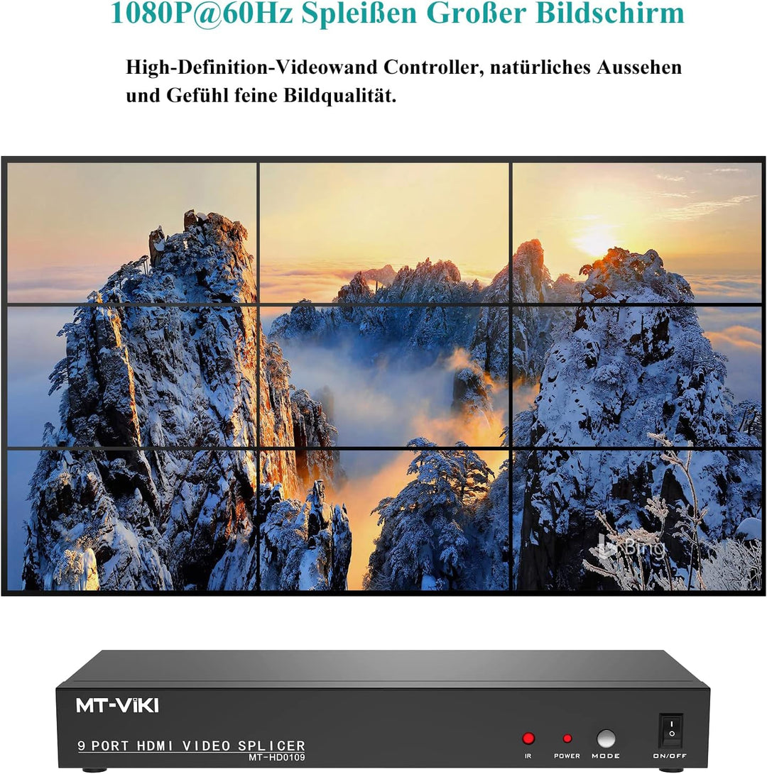 MT-VIKI 3x3 HDMI Videowand Controller 1 in 9 Out Bildschirmspleissung 9 Port Video Wall Prozessor un