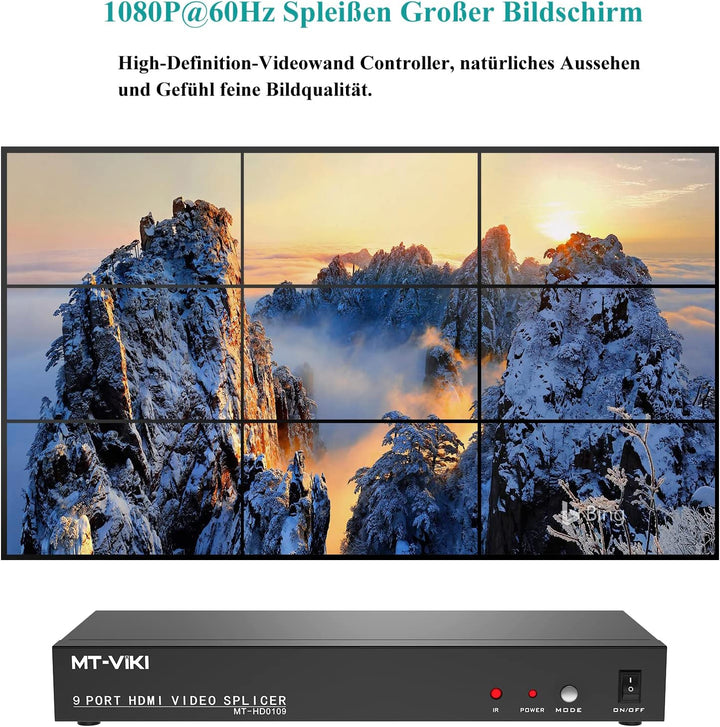 MT-VIKI 3x3 HDMI Videowand Controller 1 in 9 Out Bildschirmspleissung 9 Port Video Wall Prozessor un