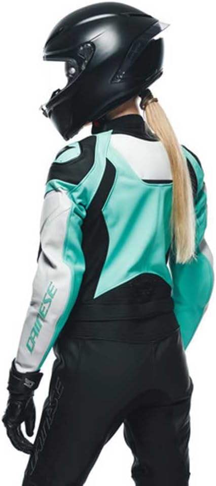 Dainese Mirage 2-Teiler Damen Motorrad Lederkombi (Black/Gray/Green,44), 44