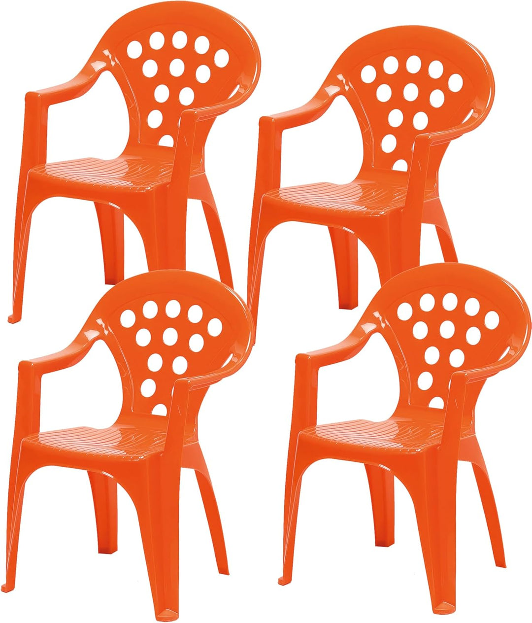 hLine Kinder Garten Sitzgruppe Tisch mit Stühlen Gartenstuhl Sessel (1 Tisch 4 Stühle rot), 868780+8