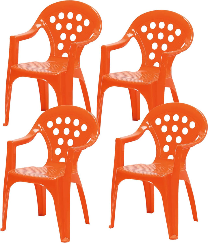 hLine Kinder Garten Sitzgruppe Tisch mit Stühlen Gartenstuhl Sessel (1 Tisch 4 Stühle rot), 868780+8