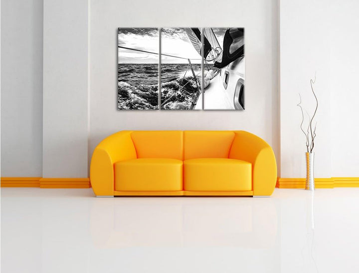 Pixxprint Segel der Yacht als Leinwandbild/Grösse: 3 Teilig (120x80 cm) cm/Wandbild/Kunstdruck/ferti
