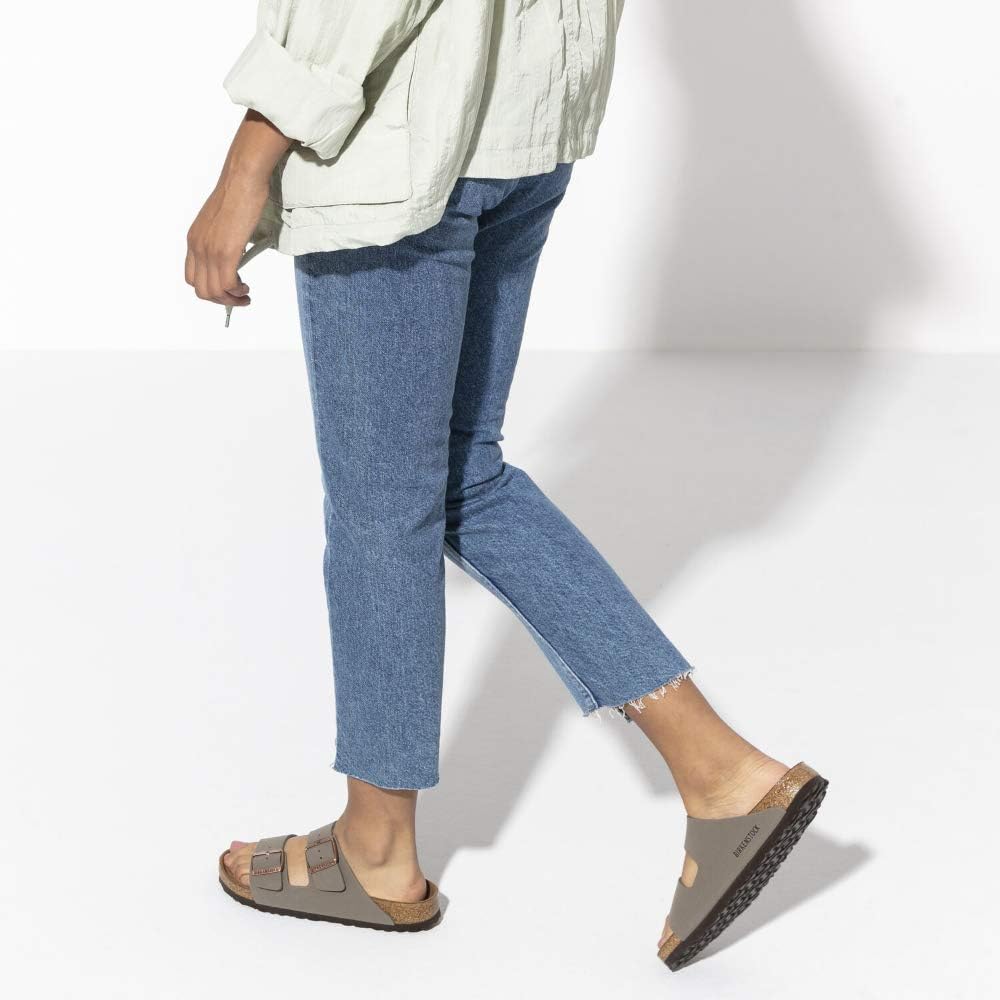 BIRKENSTOCK Unisex Arizona Birko-Flor Nubukleder Weit Pantoletten 36 EU Grau Stone, 36 EU Grau Stone