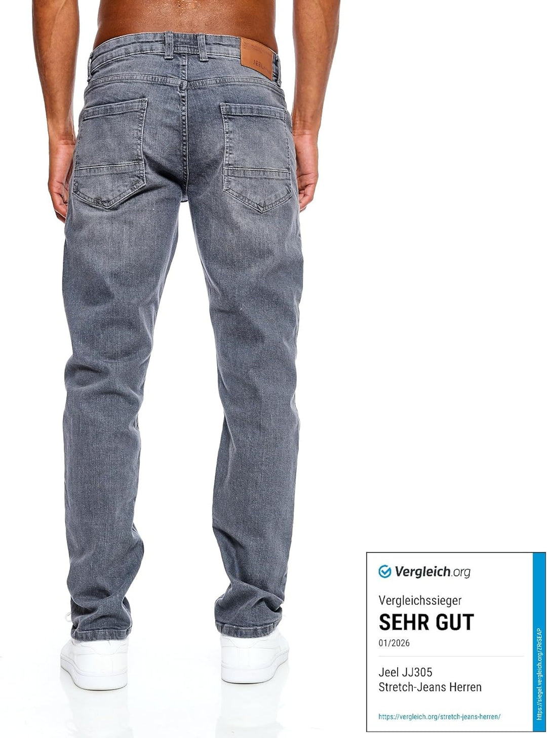 JEEL Herren-Jeans - Regular-Fit Straight-Cut - Stretch - Jeans-Hose Basic Washed 29W / 32L 04-grau,