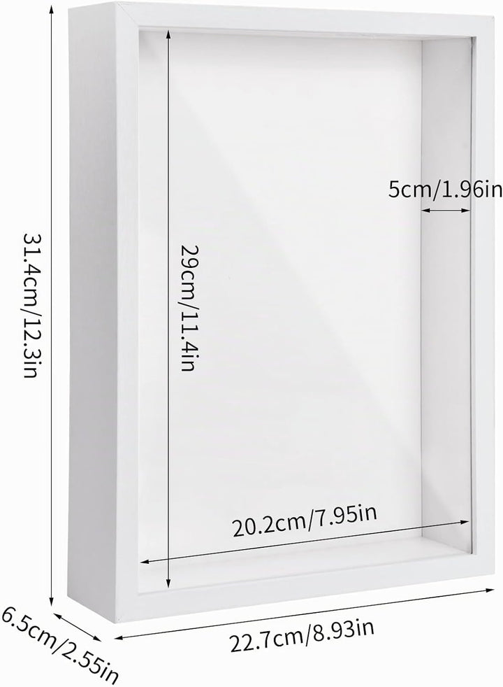 Daelesr 3D Bilderrahmen zum Befüllen A4, Schattenbox Vitrine Rahmen, 3D Tief Objektrahmen mit Transp