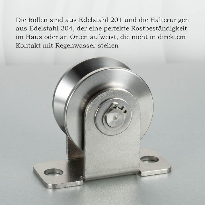 Umlenkrolle mit 2 Kugellager, V Typ Umlenkrollen für 12mm Seile Stahlseil, Tragkraft 500kg, 2 Stück