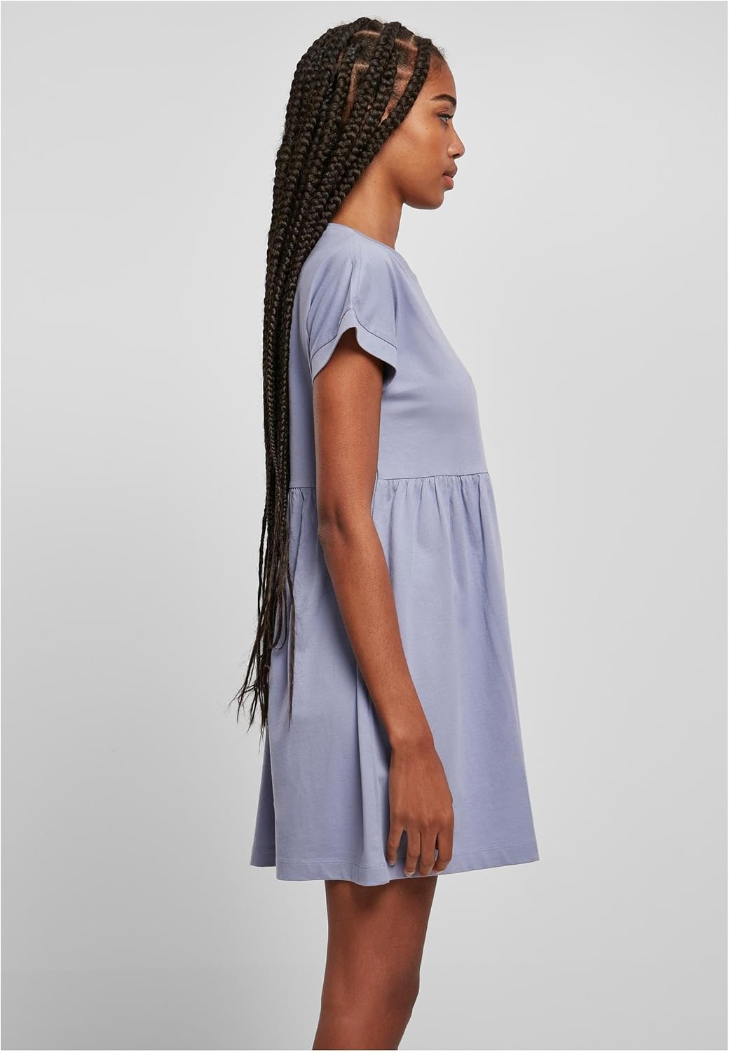 Urban Classics Damen Kleid Ladies Organic Empire Valance Tee Dress, Volantkleid für Frauen, Loose Fi