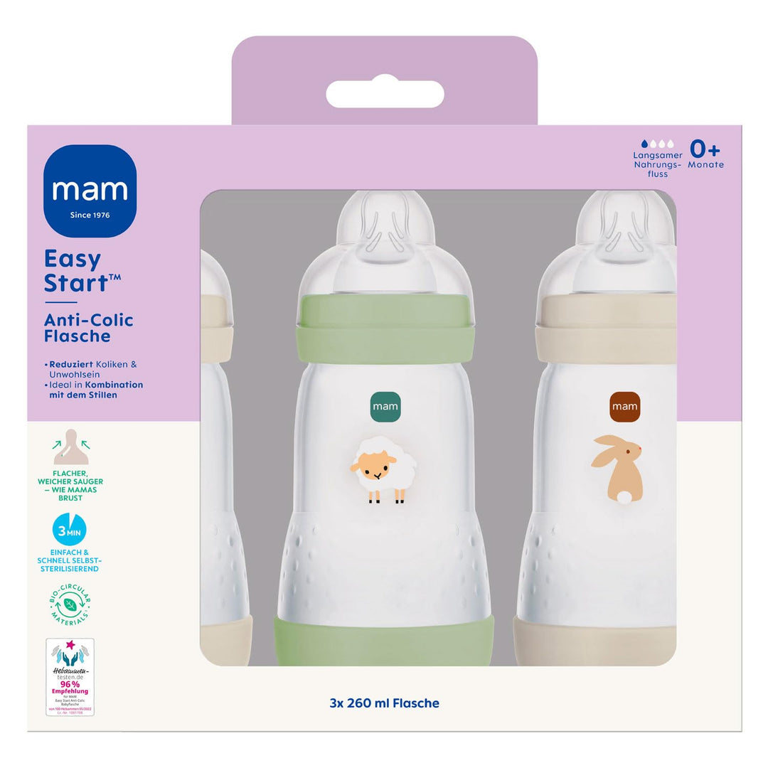 MAM Anti Colic Flasche 260 ml 3er Pack inkl. Sauger Grösse 1 ab Geburt
