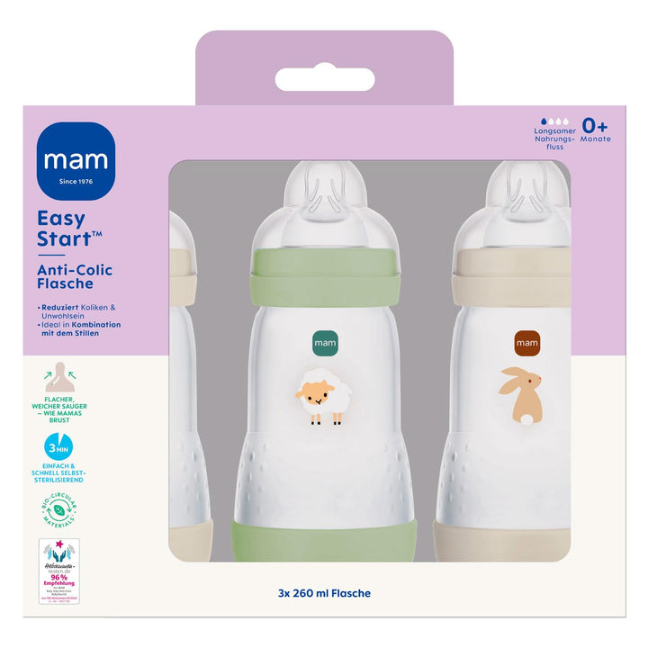 MAM Anti Colic Flasche 260 ml 3er Pack inkl. Sauger Grösse 1 ab Geburt