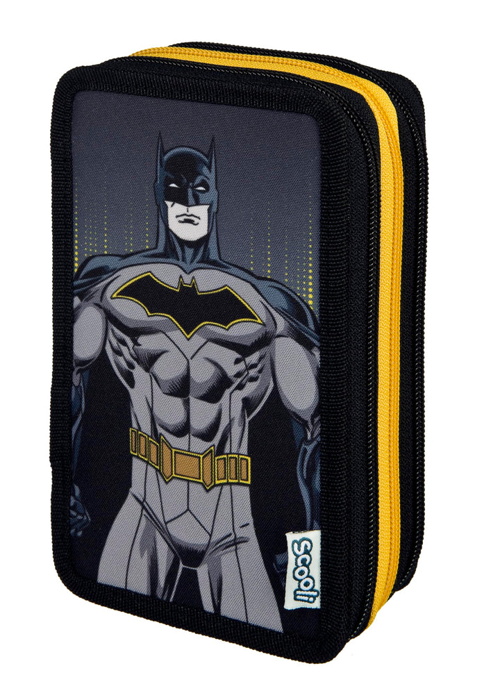 Scooli - Tripledecker Batman - Gefülltes Schüleretui mit hochwertigen Stiften & Zubehör - Ideal für
