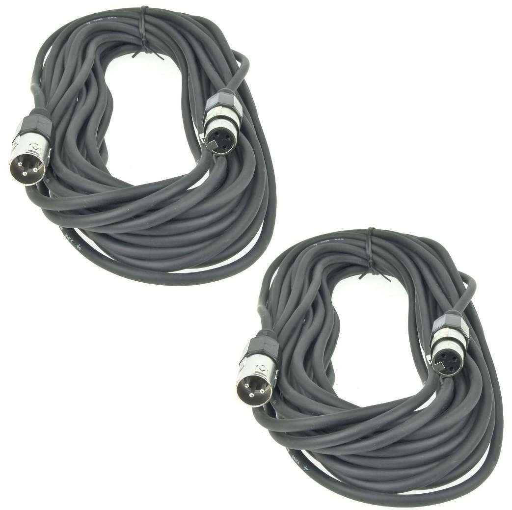 Paccs 2 Stück 15 m Mikrofonkabel Schwarz XLR Stecker male auf XLR Buchse female - Symmetrisch Audio