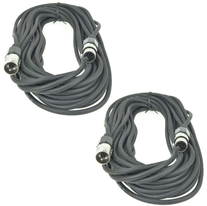 Paccs 2 Stück 15 m Mikrofonkabel Schwarz XLR Stecker male auf XLR Buchse female - Symmetrisch Audio