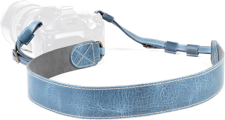 MegaGear MG2001 SLR, DSLR Schulter- oder Nackengurt aus echtem Leder (Blau) Azul, Azul
