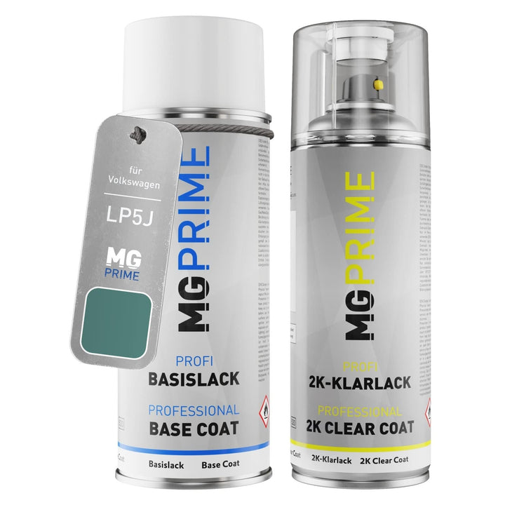MG PRIME Autolack 2K Spraydosen Set für Volkswagen VW LP5J / P5J / V2 Nightshade Blue Metallic Basis