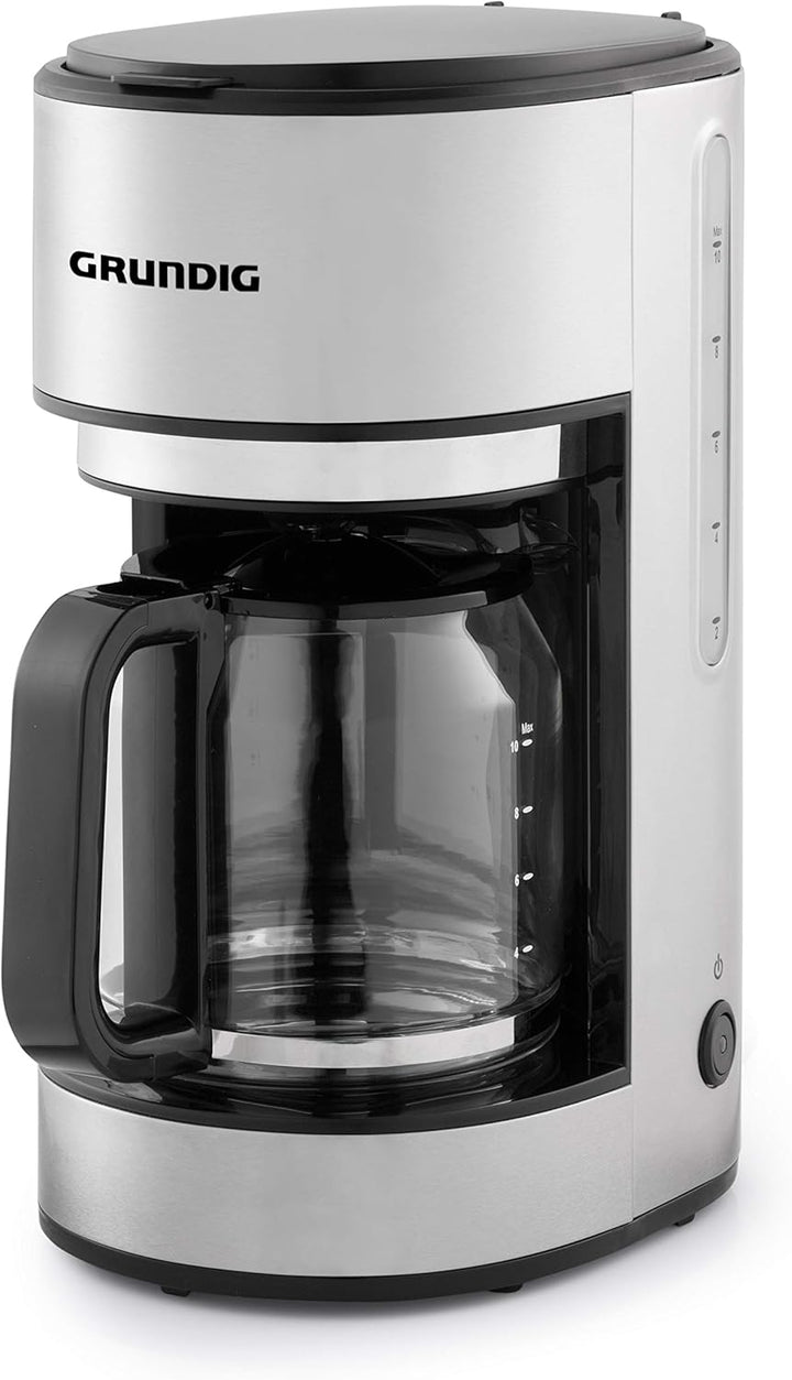 Grundig KM5620 Kaffemaschine, 1000W, 10 Tassen (1,25l), 1000, Edelstahl/Schwarz
