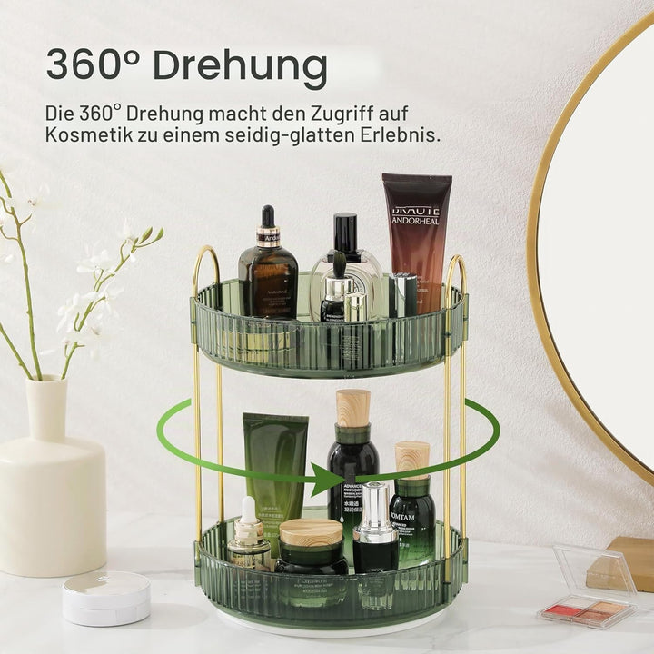 ROWNYEON Make up Organizer 360° Drehbar Kosmetik Organizer,Hautpflege Parfüm Organizer, 2 Lagen BadO