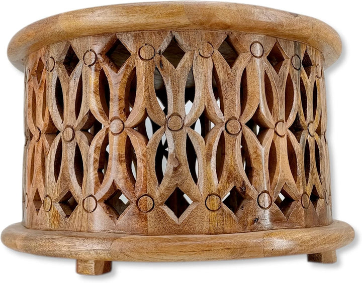 DARO DEKO Holz Couchtisch rund natürlich braun Ø 60 x 35cm Couch Beistelltisch Vintage Sofatisch, Ø