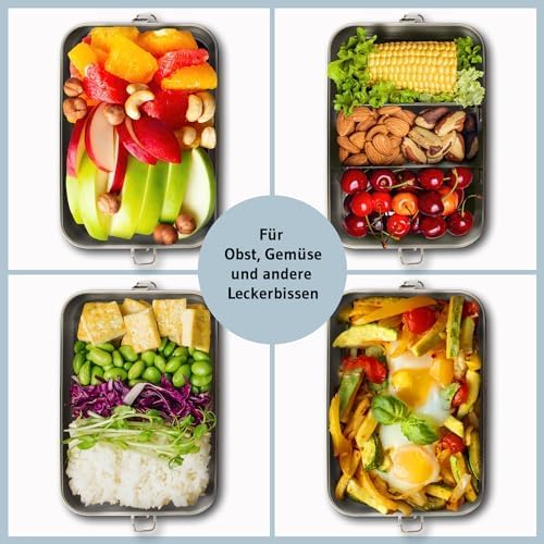 Dimono® Lunchbox Brotdose 1400ml Auslaufsichere Bento-Box Brotzeit-Dose aus Edelstahl; Wasserdichte