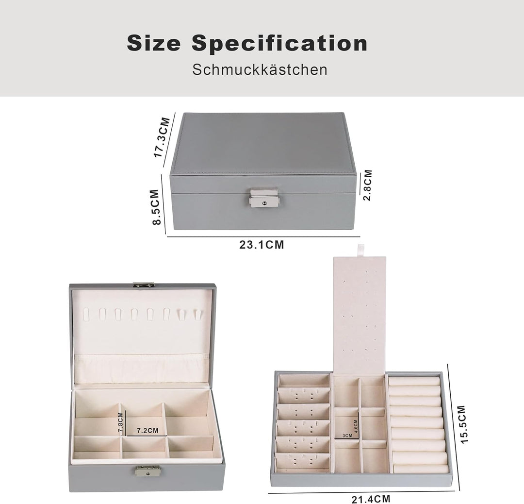 Tiklife Schmuckkästchen Schmuckschatulle Schmuckkasten Reise PU-Leder Schmuck Aufbewahrungsbox für R