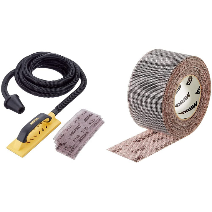Mirka Handy Handschleifer Starter-Kit, mit Bügelgriff und Klett, 5 x Mirka Abranet® Netz-Schleifstre
