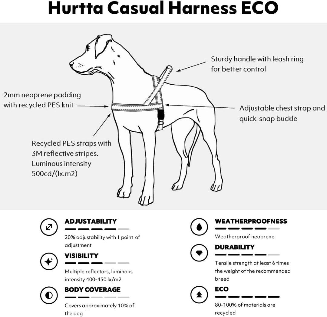 Hurtta Casual Hundegeschirr ECO (Blau, 35-45cm) 35-45cm Blau, 35-45cm Blau